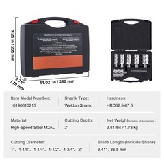 VEVOR Annular Cutter Set HSS Magnetic Drill Bits 6 PCS Weldon Shank 2″ Depth
