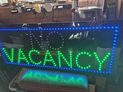 LED Illuminated “NO VACANCY” Hanging Window Sign, Black Plastic