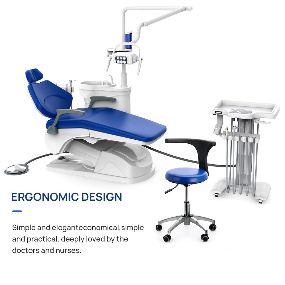 Dental Chair Unit DC Motor Computer Controlled PU Hard Leather Stool/Handpiece