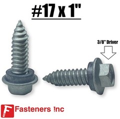 #17 x 1″ Hex Rubber Washer Pole Barn Screw Roofing Siding / 3/8″ Drive Screws