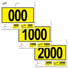 Versa-Tags 3000 Yellow Automotive 3 Part Dispatch Numbers Mirror Hang Tags