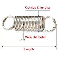 0.4mm Wire Dia. 4mm Outside Dia. Extension Springs 304 Stainless Steel