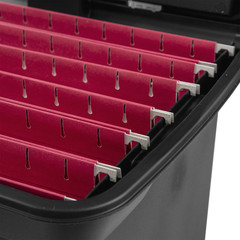 Portable File Box, Letter-Size Plastic File Storage Box with Handle and Divided