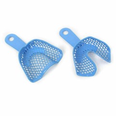 2Pcs/10Pcs Dental Autoclavable Plastic-Steel Impression Trays Blue Denture Model