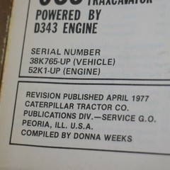 CAT Caterpillar 983 track crawler loader Parts Manual Book D343 list 38K series