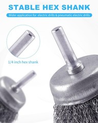 Rocaris 42 Pack Carbon Steel Wire Wheel Brush Set with 0.25 inches, Grey