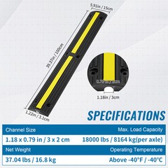 VEVOR 4 PCs 39” Cable Protector Ramp 18000 lbs Speed Bump Floor Cable Protector