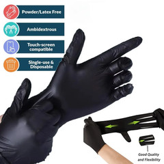 Disposable Black Nitrile Gloves (20/50/100PCS) Latex-Free, Powder-Free Cleaning