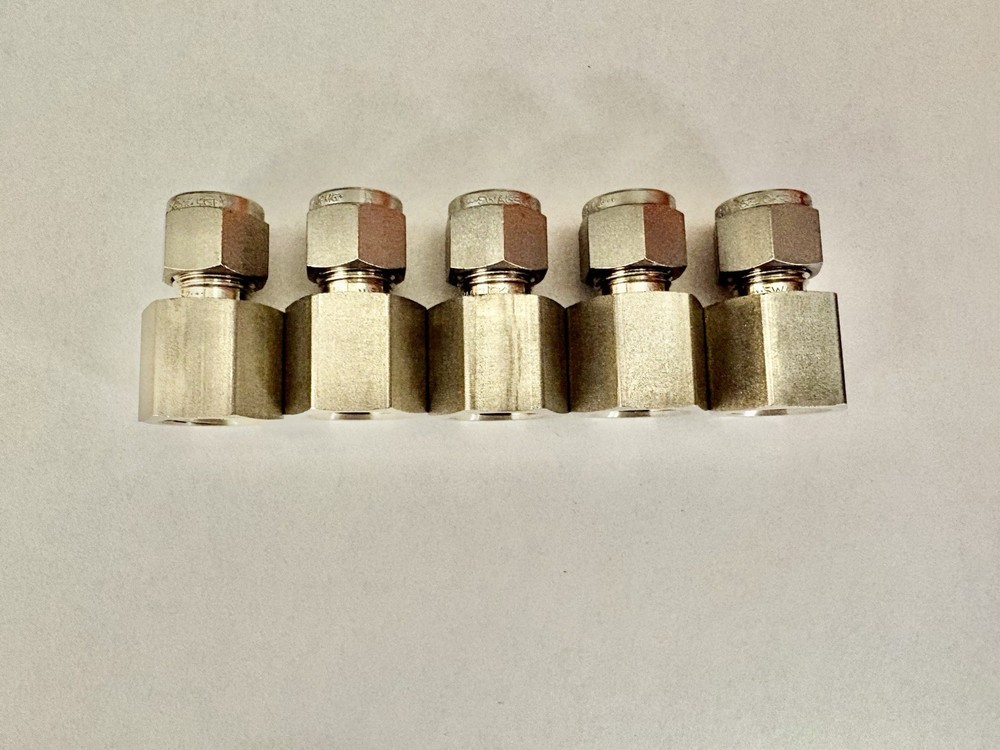 Lot Of 5, Swagelok SS-600-7-6, 3/8” Tube X 3/8” FNPT Stainless Steel