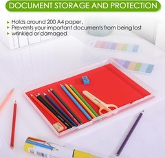 FAAYUCK 4 Pack Photo Storage Box, Scrapbook Paper Storage Fits 8.5″ x 11.5″ Lett