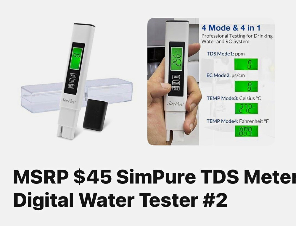 SimPure TDS Meter #2 Digital Water Tester, 4 Mode, 4-in-1 Water Tester