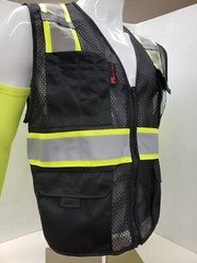 Two Tone Hi Visibility Reflective BLACK OR BLUE Safety Vest (X-Small to 2XL)
