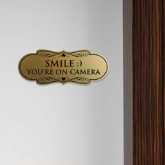 Designer Smile You’re on Camera Sign – Easy Installation | Durable Wall or Do…