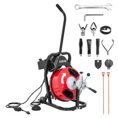50FT x 3/8 Inch Drain Cleaner Machine Portable Auto Feed Drain Auger Sewer Snake