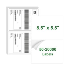 50-20000 Count Half Sheet Shipping Labels 8.5×5.5 Self Adhesive for Laser Inkjet