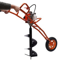 63CC 3HP Post Hole Digger Gas Powered Earth Auger Borer Wheelbarrow Ground Drill
