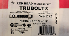 RED HEAD TRUBOLT WEDGE ANCHORS P/N: WS-1242 1/2″X4-1/4″ (BOX OF 25)