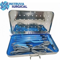 Bipolar Forceps Electro European 9 Pcs Set + Cable Reusable With Stainless Box