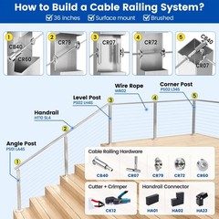 1200 ft 1/8″ Stainless Steel Cable Railing System Hardware T316 Stainless Ste…