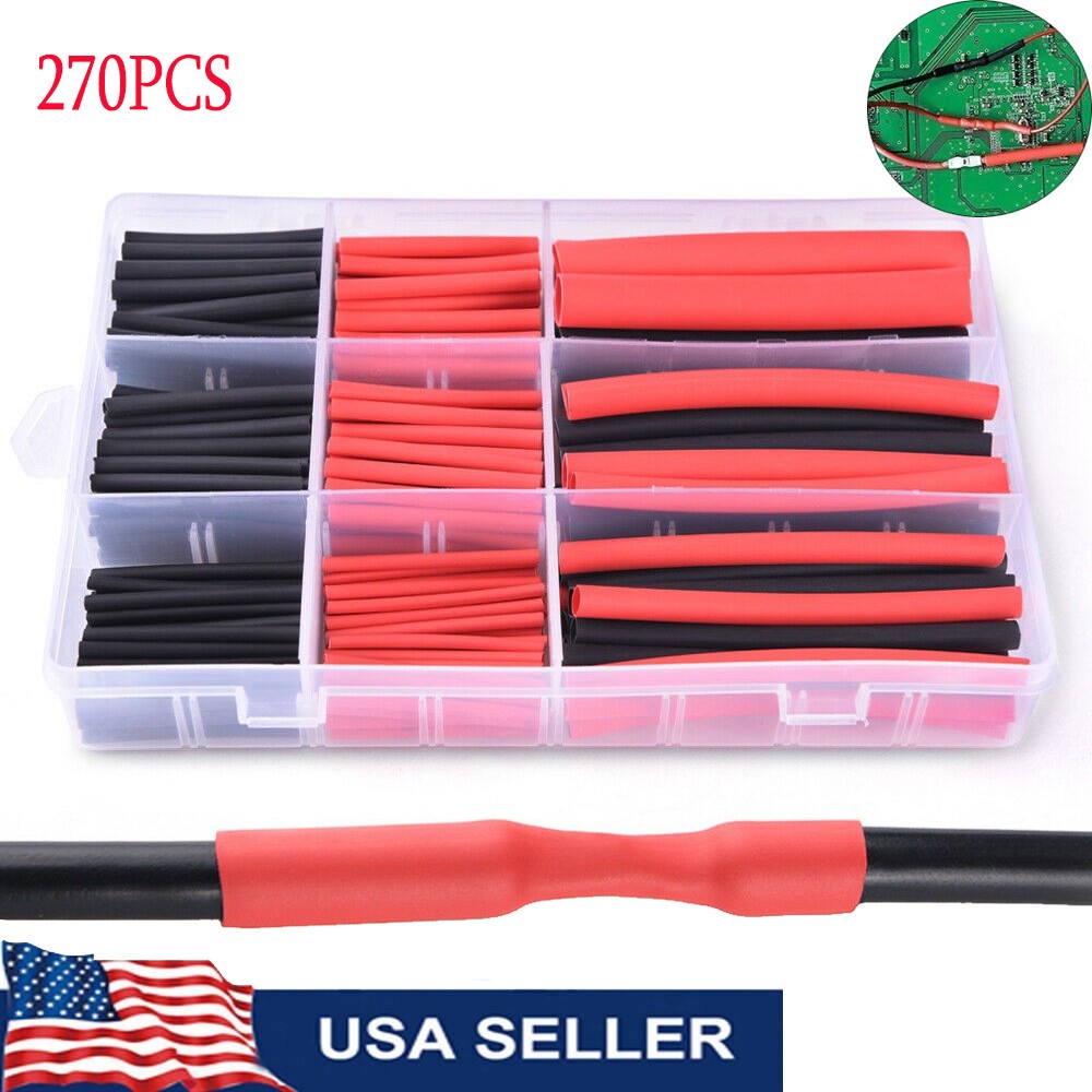 270PC Heat Shrink Glue Linned Dual Wall Adhesive Wire Cable Sleeve Tube 3:1 Kits