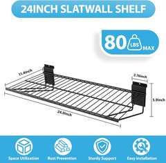 Heavy Duty 24″ Slat Wall Wire Shelves – 4 Pack Garage Storage Solution