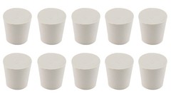 10-PCS 6 White Solid Rubber Stoppers, Tapered, 33x25x28mm, Lab Plugs, Bungs