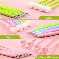 18 Pieces Color Changing Flower Pens Colorful Cherry Blossom Tulip Rose Style