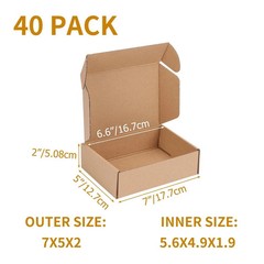7x5x2 inch Shipping Boxes Bulk 40 Pack Brown Tab Lock Tuck Top Mailer Boxes
