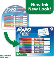 EXPO Low Odor Dry Erase Markers Fine Tip Assorted Colors 12 Pack