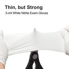 Disposable Nitrile Exam Gloves, 3-mil, Large, Box of 100, White Nitrile Gloves