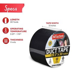 XFasten Super Strength Duct Tape, Black, 3″ x 30 Yards, Indoor and Outdoor Du…