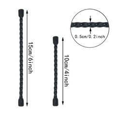 20PCS Black Rubber Twist Ties,10x 4-inch, 10x 6-Inch,Reusable Bendable Cable Tie
