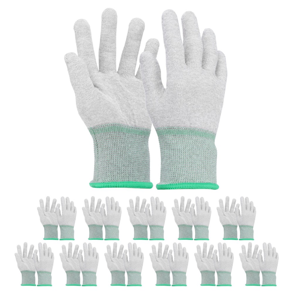12Set ESD Anti-Static Gloves Carbon Fiber PU Protective Glove Medium Size Green