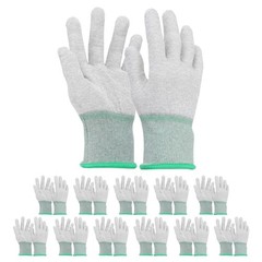 12Set ESD Anti-Static Gloves Carbon Fiber PU Protective Glove Medium Size Green