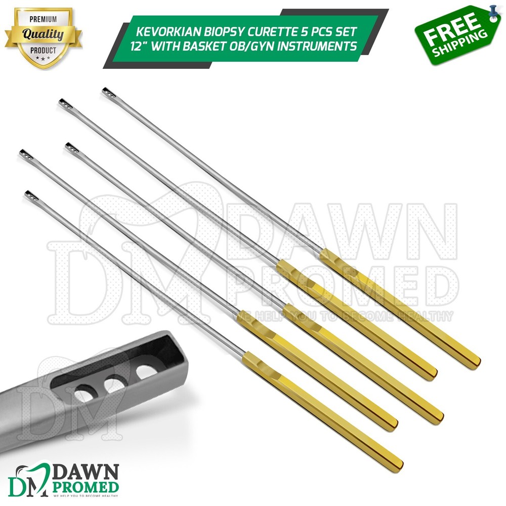 Kevorkian Biopsy Curette 5 Pcs Set 12″ With Basket OB/GYN Surgical Inst German G