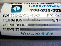 Norman 30,000 PSI 3-Micron Inline Filter 30K-250HP-B3CN Stainless Steel / 1/4″