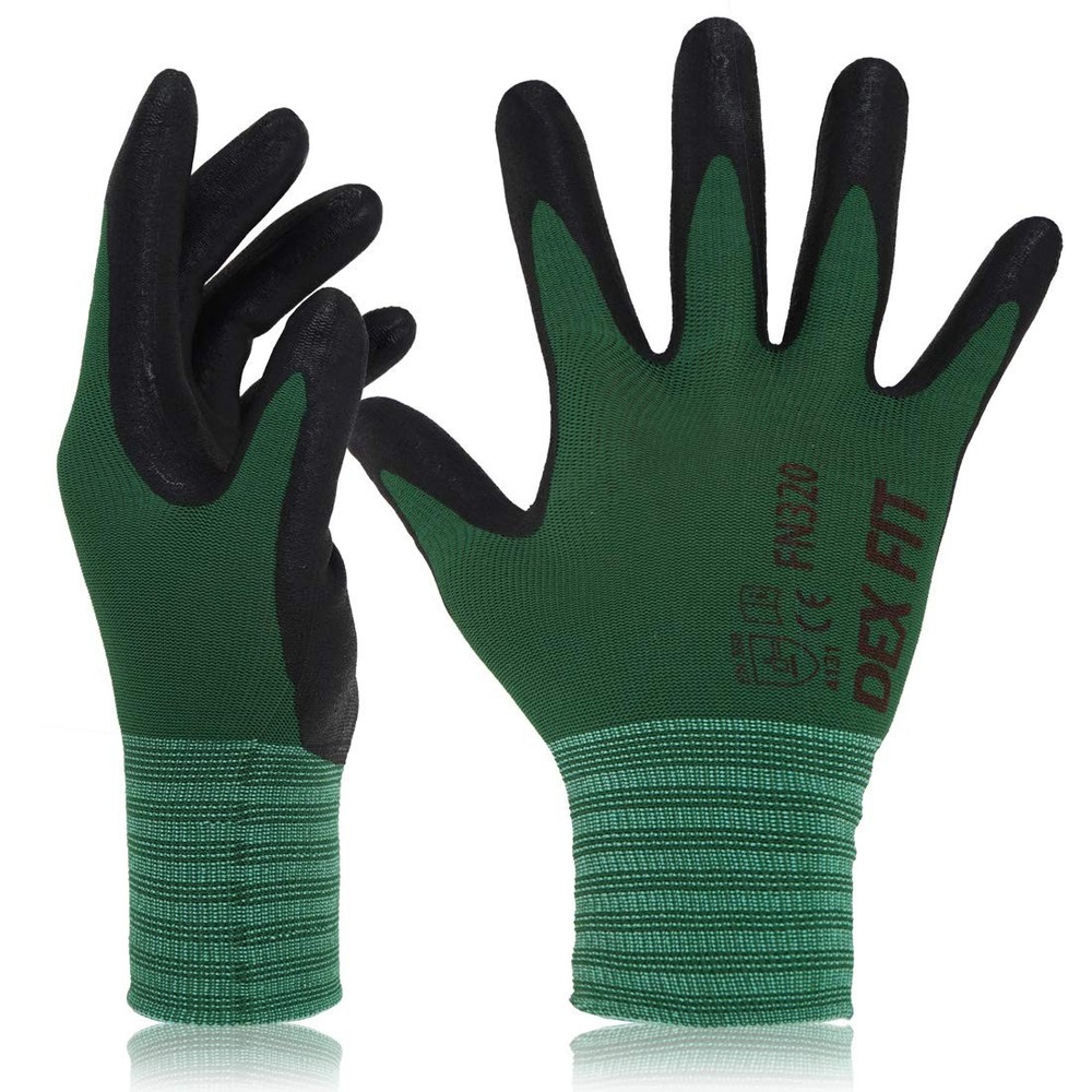 Work Gloves Premium Nylon Nitrile Forest Green 7 (S) FN320 Machine Washable