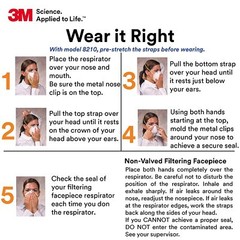 3M Personal Protective Particulate Respirator 8210, N95, Box of 20 Smoke, Dust,