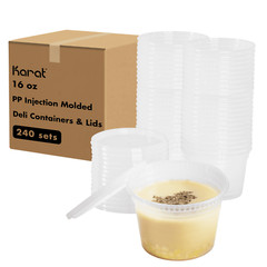 Karat 16oz PP Plastic Injection Molded Deli Containers & Lids – 240 ct