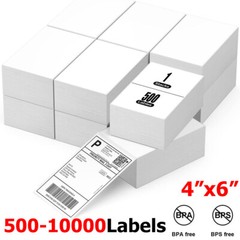 1-20x 500/Stack 4×6 Fanfold Direct Thermal Shipping Labels Blank for Zebra&Rollo