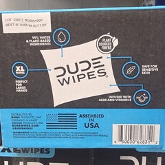 DUDE Wipes XL Flushable Personal Cleansing Wipes, Unscented, 8 Pack 384 Ct