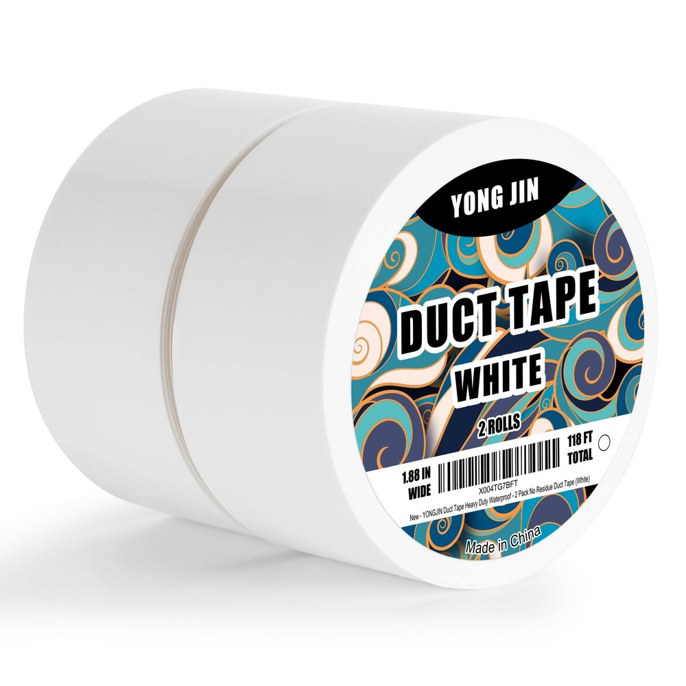 YONGJIN White Duct Tape 1.88″ x 20 Yards (2 Rolls x 40 Total),