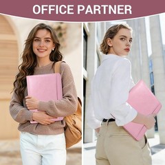 Faux Leather Zippered Padfolio with 3 Ring Binder, Executive Portfolio Organi…