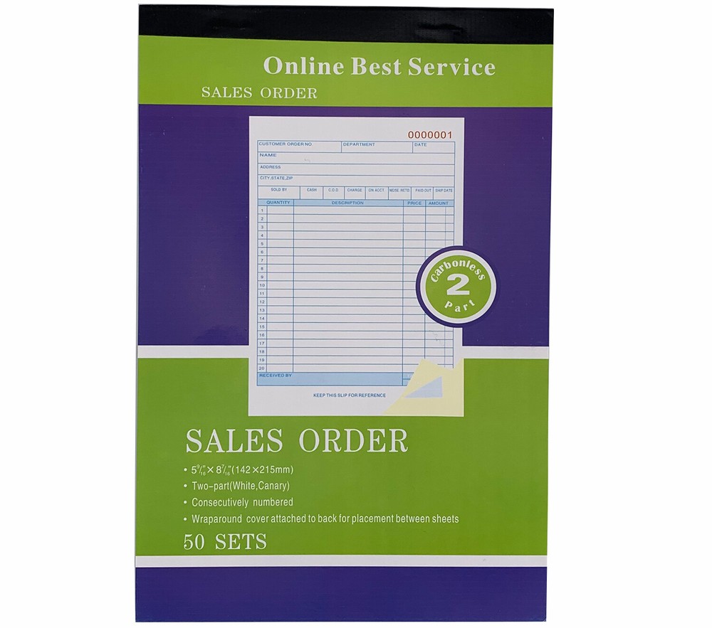 Sales Order Book Receipt Invoice Duplicate Carbonless 50 Sets 5.5″ X 8″5