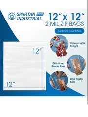 Industrial – 12” X 12” (500 Count) 2 Mil Clear Reclosable Zip Plastic Poly Bags