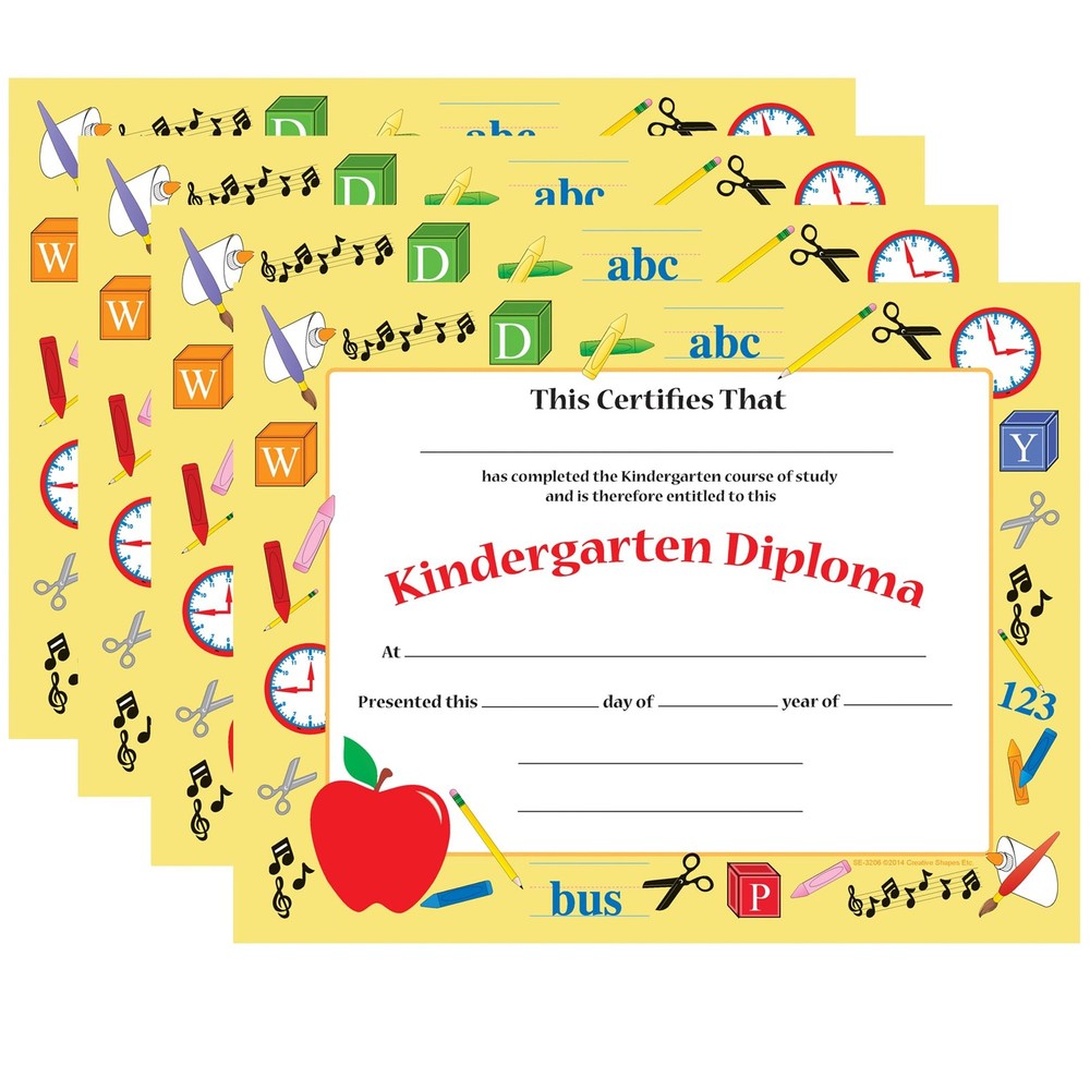 SHAPES ETC. 30pcs Kindergarten Diploma Recognition Certificates 11inx8.5in Co…