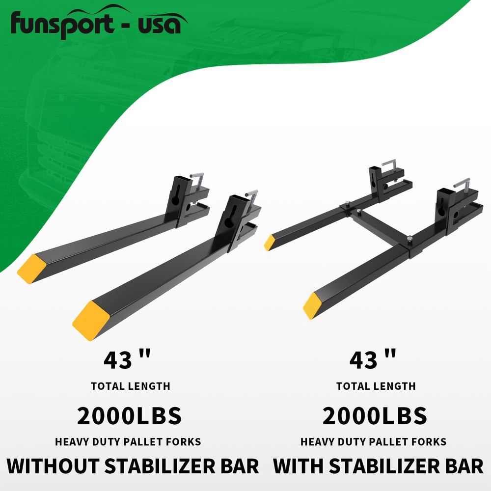 2000lb Tractor Pallet Fork 43 60” Bucket Clamp On For Backhoe Skid Steer Loader