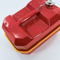 Vintage Blitz 2.5 Gallon Spare Fuel Tank Gas Can Red Metal w/ Yellow Tray