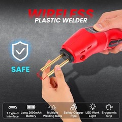 Cordless Plastic Welder, 2600mAh Battery & 3S Rapid Heat to 1380°F, USB-C Rec…