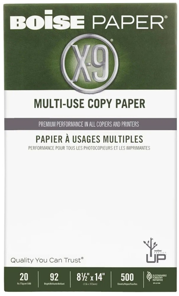 Boise X-9 Multiuse Paper 20 Lb. 8.5x 14 InchesFSC X9FSCCTN